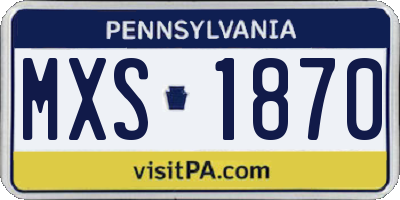 PA license plate MXS1870