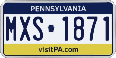 PA license plate MXS1871