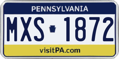 PA license plate MXS1872