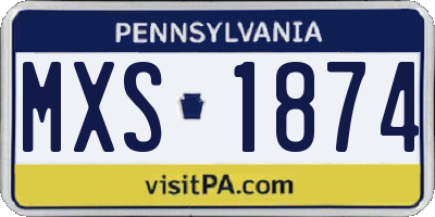 PA license plate MXS1874