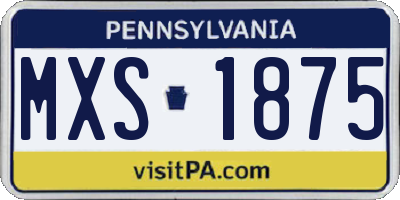 PA license plate MXS1875