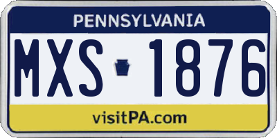 PA license plate MXS1876