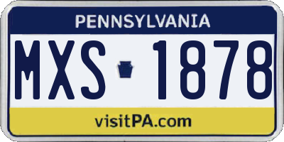 PA license plate MXS1878
