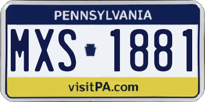 PA license plate MXS1881