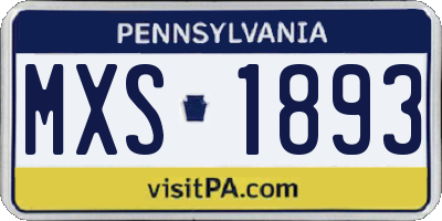PA license plate MXS1893