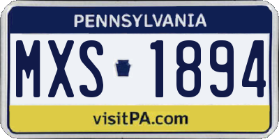 PA license plate MXS1894