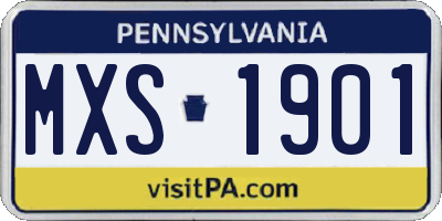 PA license plate MXS1901