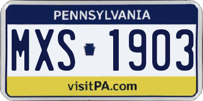 PA license plate MXS1903