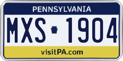 PA license plate MXS1904