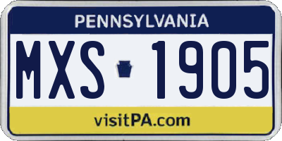 PA license plate MXS1905