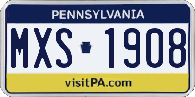 PA license plate MXS1908