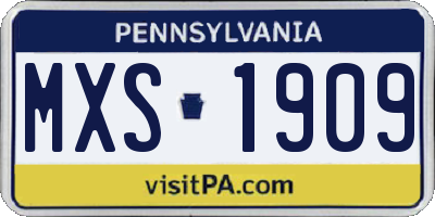 PA license plate MXS1909