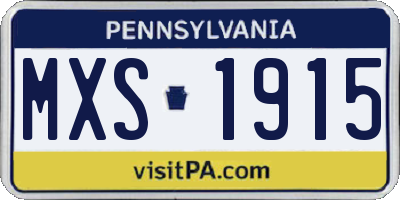 PA license plate MXS1915