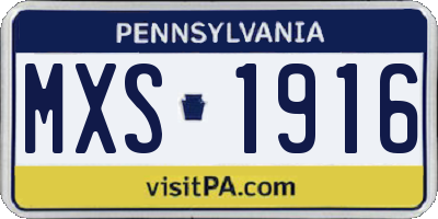 PA license plate MXS1916