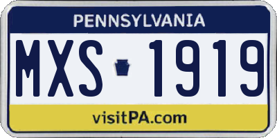PA license plate MXS1919