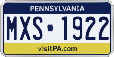PA license plate MXS1922