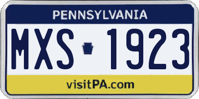 PA license plate MXS1923