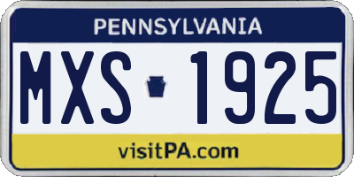PA license plate MXS1925
