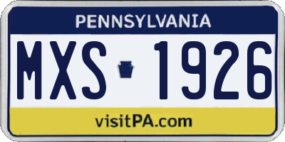 PA license plate MXS1926