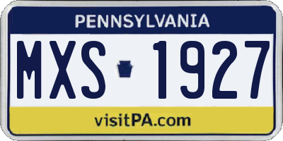 PA license plate MXS1927