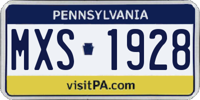 PA license plate MXS1928