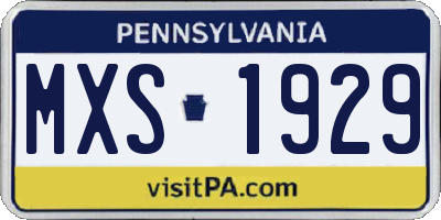 PA license plate MXS1929