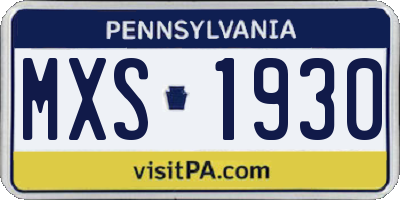 PA license plate MXS1930