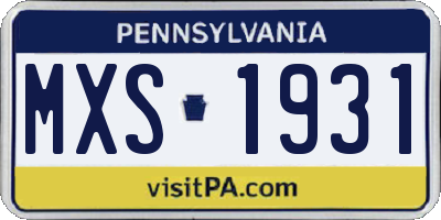 PA license plate MXS1931