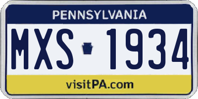 PA license plate MXS1934