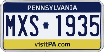 PA license plate MXS1935