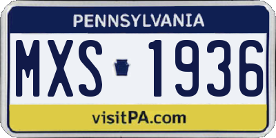 PA license plate MXS1936