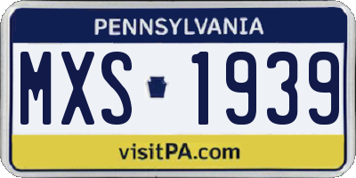 PA license plate MXS1939