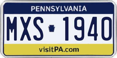 PA license plate MXS1940