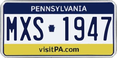 PA license plate MXS1947