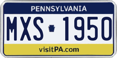 PA license plate MXS1950