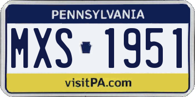 PA license plate MXS1951