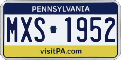 PA license plate MXS1952