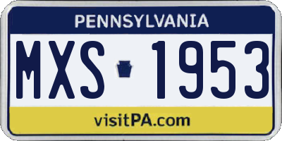 PA license plate MXS1953