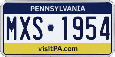 PA license plate MXS1954
