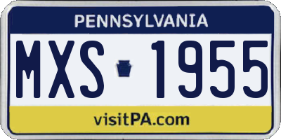 PA license plate MXS1955