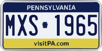 PA license plate MXS1965