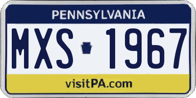 PA license plate MXS1967