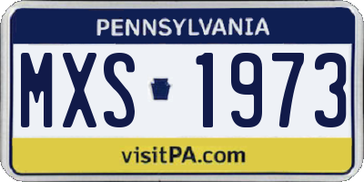 PA license plate MXS1973