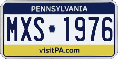PA license plate MXS1976