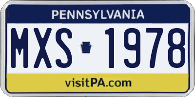 PA license plate MXS1978