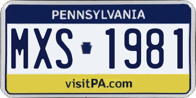 PA license plate MXS1981