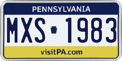 PA license plate MXS1983