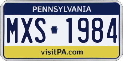 PA license plate MXS1984