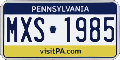 PA license plate MXS1985
