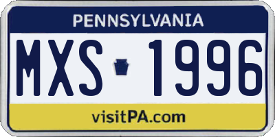PA license plate MXS1996